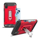 Wholesale iPhone X (Ten) Rugged Kickstand Armor Case with Card Slot (Silver)